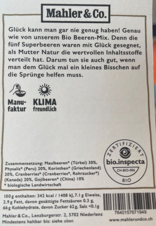 Mahler Viel Glück Bio Beeri-Mix 150g