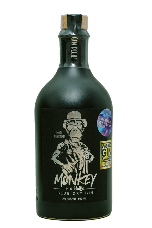 Gin Monkey in a Bottle "Silver" Blue Dry Gin Distillery Aarau