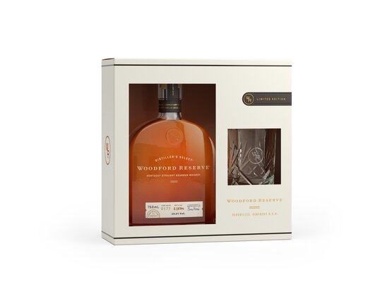 Whisky Woodford Reserve Bourbon Kentucky American Geschenpackung mit 1 Glas 