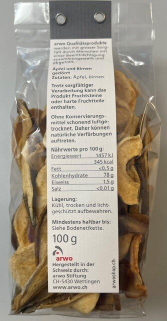 Apfel-Birnen-Mix gedörrt 100 gr arwo