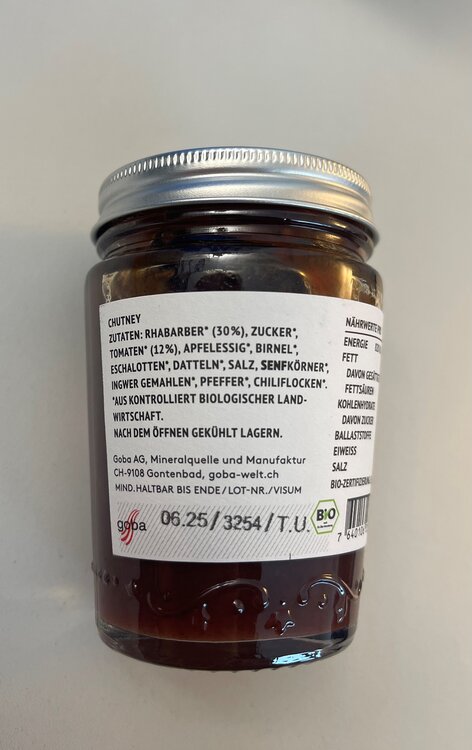 Tschatni Charmant Pikant Rhabarber GOBA 135g