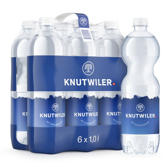 Knutwiler Mineral blau mit Kohlensäure 1 L PET 6-Pack 