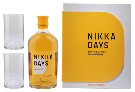 Whisky Geschenkset Nikka Days Smooth & Delicate blended Japan mit 2 Gläsern