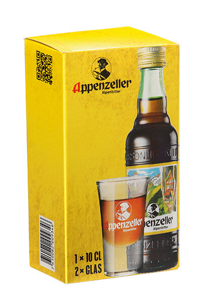 Appenzeller Alpenbitter 10 cl Geschenkpackung mit 2 Shotgläsern