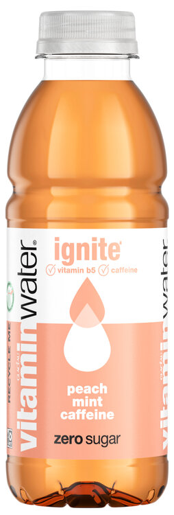 Vitamin Water Glacéau IGNITE Peach Mint Koffein Zero Zucker PET, 12-Pack (auf Anfrage)