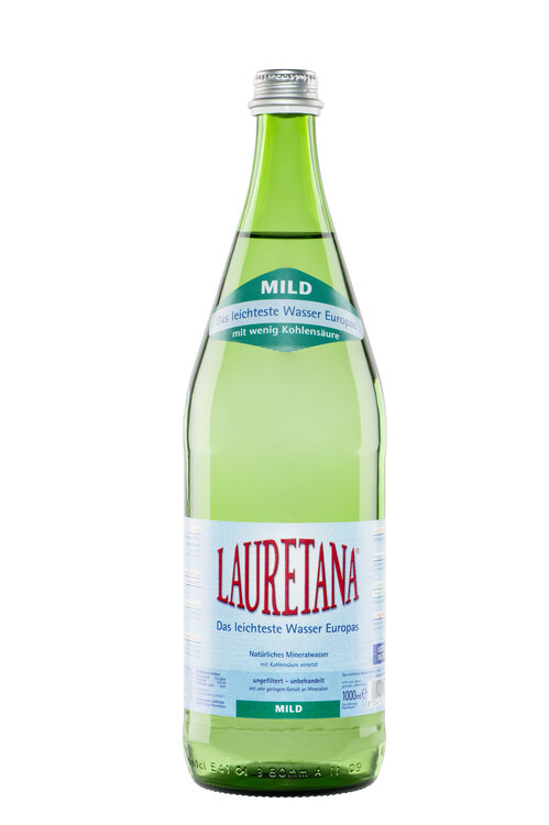 Lauretana Mineral mit Kohlensäure 1 Liter Glas (Depot -.50 Fl. + 5.-/Har.) 