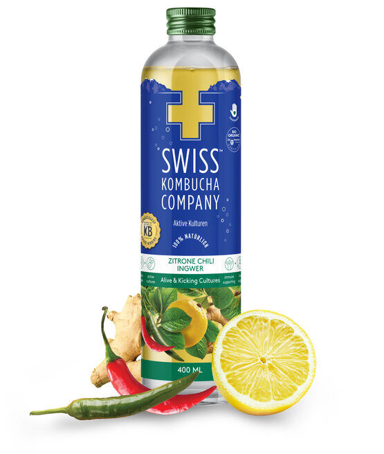 Swiss Kombucha Zitrone-Chili-Ingwer 40cl EW-Glas