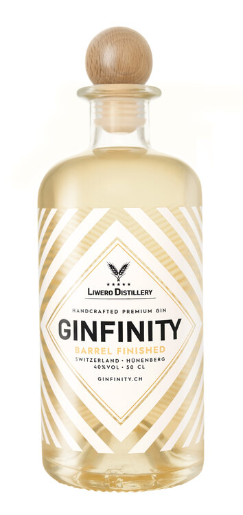 GINFINITY Barrel Finished 50 cl Liwero Distillery Handcrafted Premium Swiss London Dry Gin Hünenberg