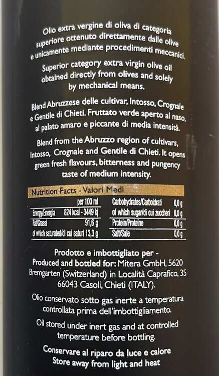 Olivenöl Amerius EVOO, DNA zertifiziert Mitera 500ml