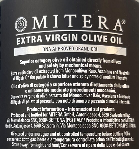 Olivenöl Grand Cru EVOO, DNA zertifiziert Mitera 500ml