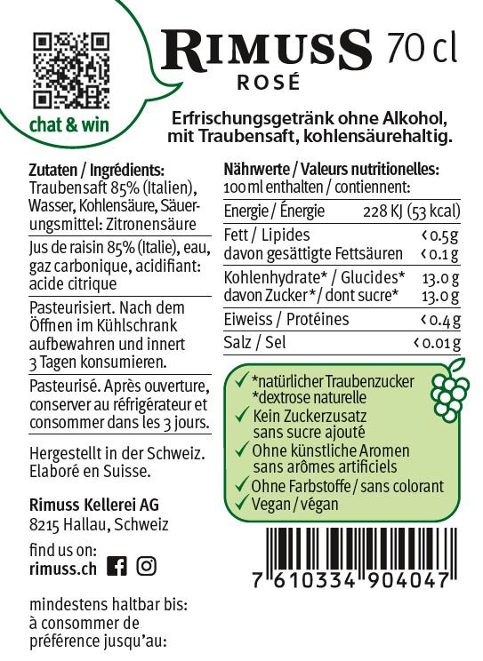 Rimuss Rosé Schaumtraubensaft