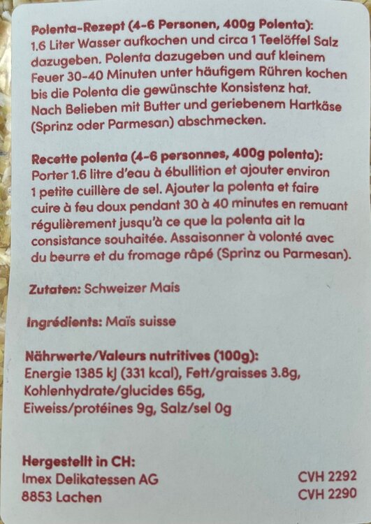 Tessiner Polenta grobkörnig 600 g IMEX