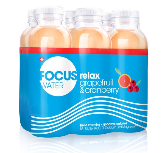 Focuswater Relax Grapefruit & Cranberry EW PET, 6-Pack