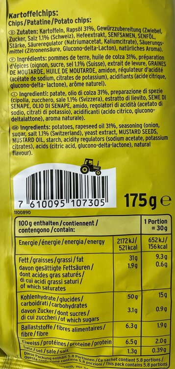 Zweifel Chips Moutarde 170g