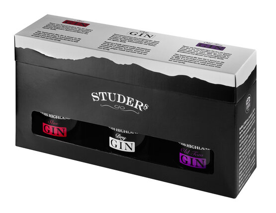 Studer 3er Gin-Geschenkbox 3 x 20 cl (Dry Gin, Old Tom Gin, Sloe Gin)