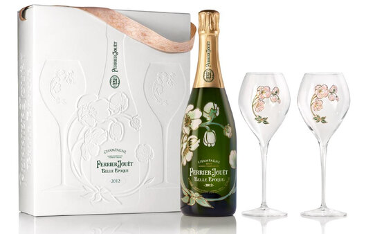 Champagne Belle Epoque brut Perrier Jouët + 2 Belle-Epoque Gläser Geschenkpackung (Rarität)