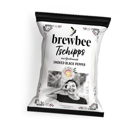 Brewbee Tschipps aus Gerstenmalz gewürzt mit Smoked Black Pepper 90g
(1 Karton = 5 Säckli)