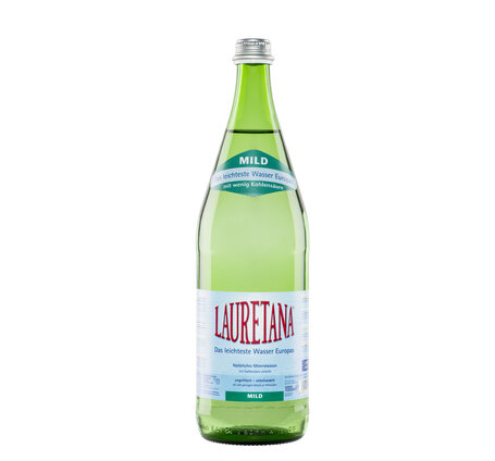 Lauretana Mineral mit Kohlensäure 1 Liter Glas (Depot -.50 Fl. + 5.-/Har.) 