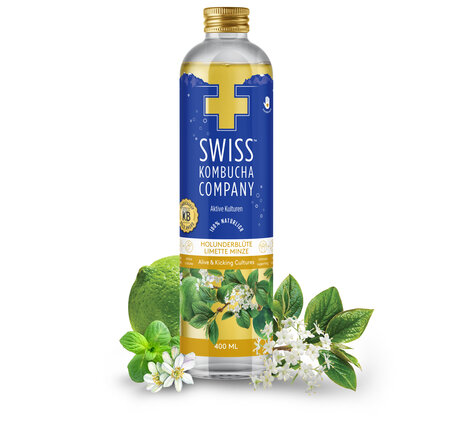 Swiss Kombucha Holunderblüte-Limette-Minze 40cl EW-Glas