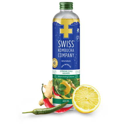 Swiss Kombucha Zitrone-Chili-Ingwer 40cl EW-Glas