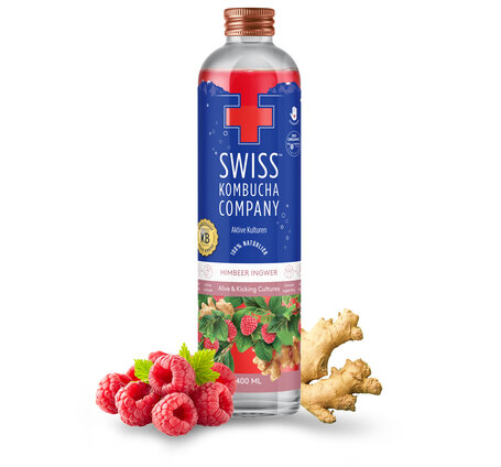 Swiss Kombucha Himbeer-Ingwer 40cl EW-Glas (auf Anfrage)