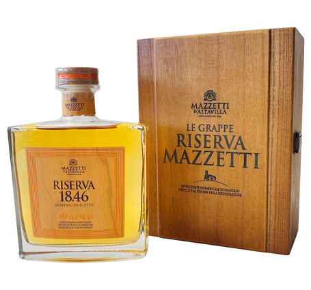 Grappa Riserva 1846 di Barbera e Dolcetto Invecchiata Mazzetti d'Altavilla Piemonte (Holzkiste) 