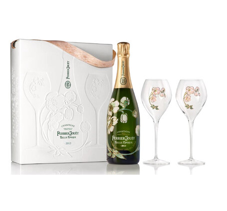 Champagne Belle Epoque brut Perrier Jouët + 2 Belle-Epoque Gläser Geschenkpackung (Rarität)